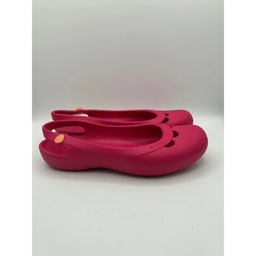Crocs Shayna Women Sz 11 Pink Mary Jane Slingback Flat Shoes Comfort Clogs